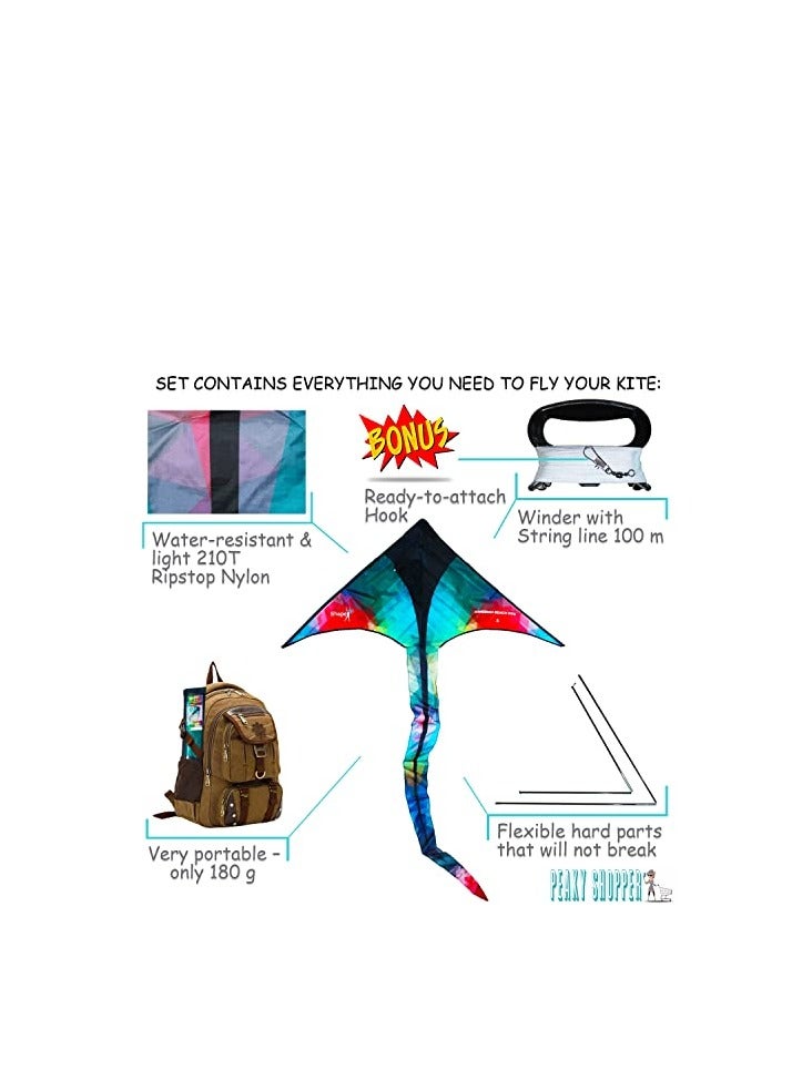 SHAPE UP Single Line Beach Kite for Kids & Adults, Kites for Beginner with 1.6 Meter Strong Kite String with Winder Handle, Easy-To-Fly Lightweight Sport & Outdoor Toys Great for All Ages (Serpentine) - Image 2