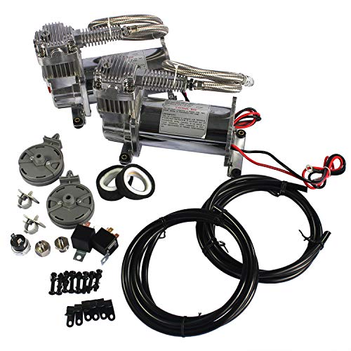 JDMSPEED New 12 Volt Dual Chrome 440C 200 PSI Air Compressor Kit 440C - Image 3