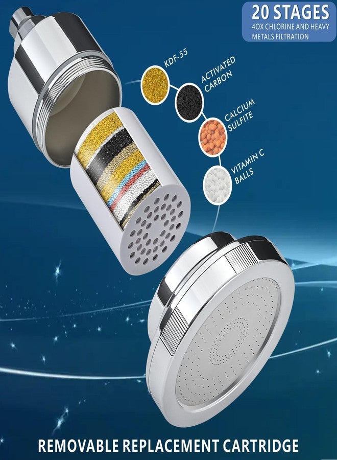 Voolan Filtered Shower Head - 20 Stage Luxury Rain Shower Filter For Hard Water for Remove Chlorine and Harmful Substances - 4.5" Round High Pressure Rainfall Showerhead (Chrome) - Image 2