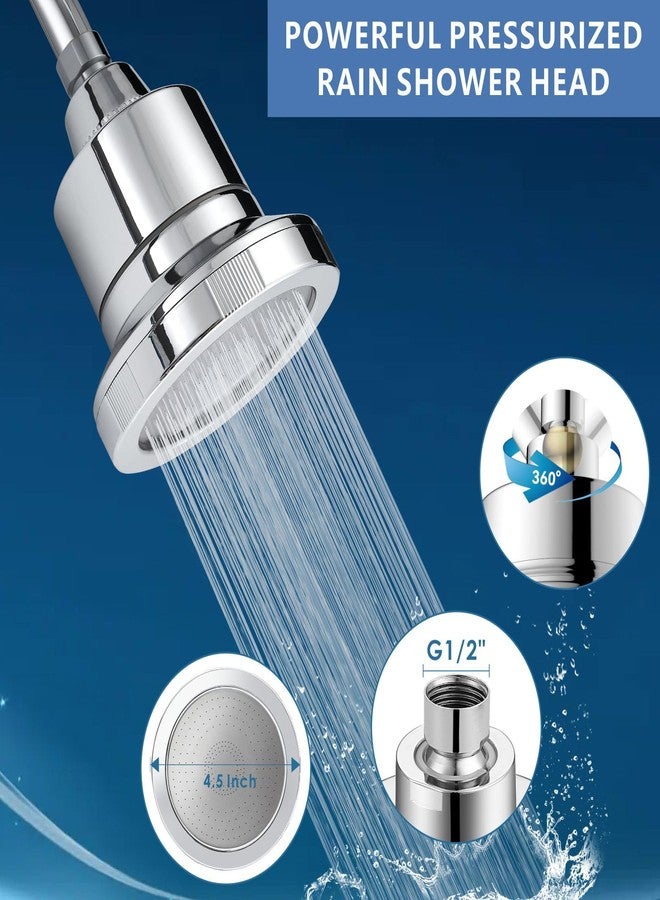 Voolan Filtered Shower Head - 20 Stage Luxury Rain Shower Filter For Hard Water for Remove Chlorine and Harmful Substances - 4.5" Round High Pressure Rainfall Showerhead (Chrome) - Image 3