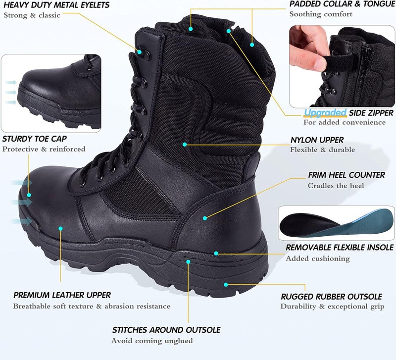 RIELD Men's Military Tactical Work Boots Side Zipper Jungle Army Combat Boots - Image 4