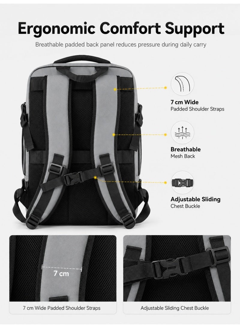 lebonaer Travel Bag Expandable, Flight Approved Carry On Backpack For International Travel Bag, Water Resistant Durable 17-inch Laptop Backpacks, Laptop Bag Luggage Backpack For Men Sports Luggage Backpack For Womens Travel Backpack For Luggage Men School Bag Shoulder Bag Built-in USB Charging Port - Image 4