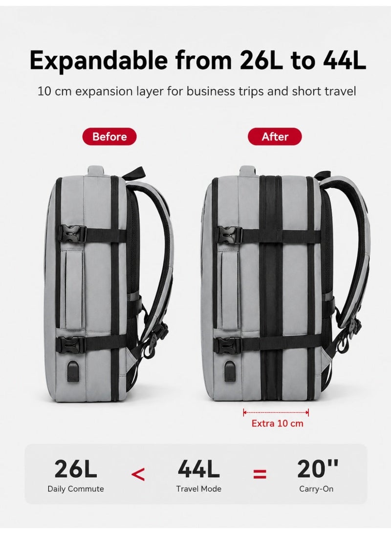 lebonaer Travel Bag Expandable, Flight Approved Carry On Backpack For International Travel Bag, Water Resistant Durable 17-inch Laptop Backpacks, Laptop Bag Luggage Backpack For Men Sports Luggage Backpack For Womens Travel Backpack For Luggage Men School Bag Shoulder Bag Built-in USB Charging Port - Image 2