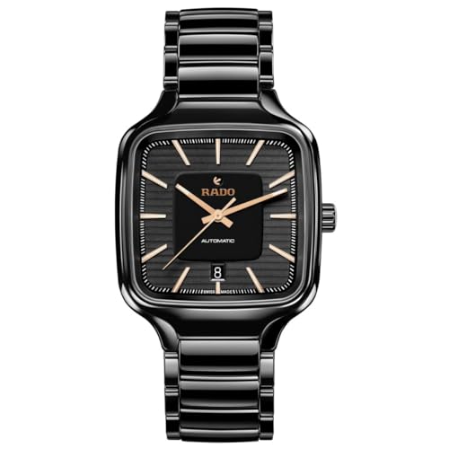 Rado True Square Automatic Black Dial with Rose Gold Index, Date Display and Swiss Automatic Movement - Image 1