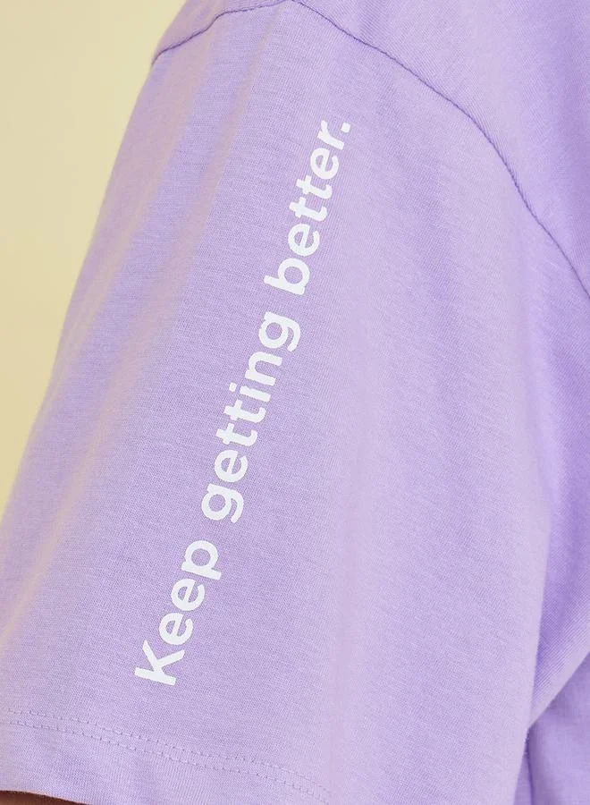Styli Oversized Slogan Print Longline T-Shirt