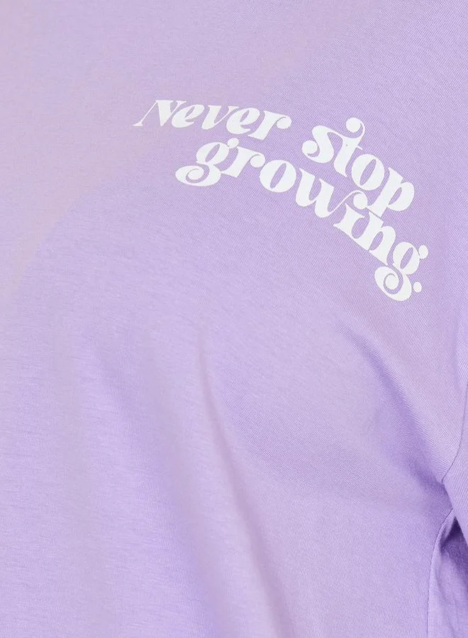 Styli Oversized Slogan Print Longline T-Shirt