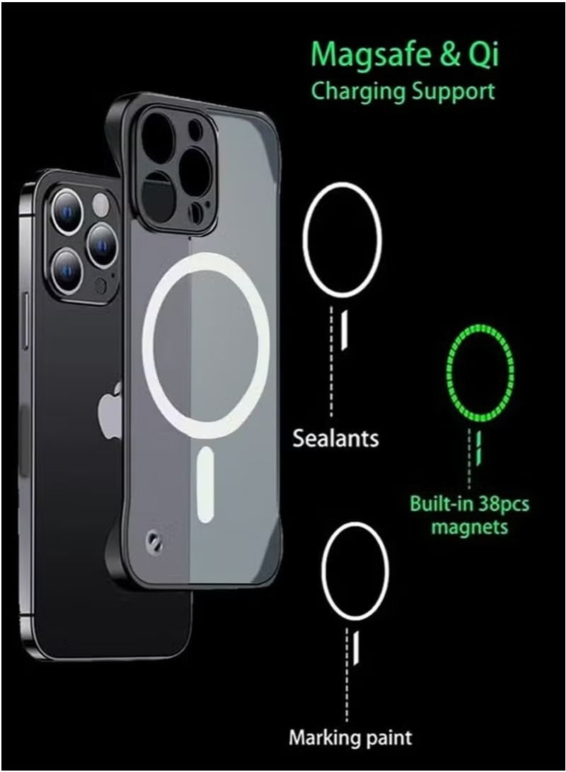 X-level Slim Case for iPhone 16 Pro Max Compatible with MagSafe, Ultra Thin Frameless Case Accessories with Mag Safe Wireless Charging, Anti-Yellow Shockproof Magnetic Cover for iPhone 16 Pro Max  - Image 3