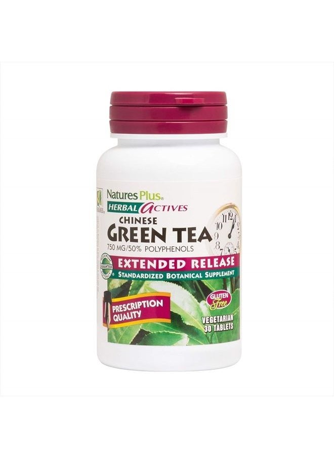 Nature's Plus - NaturesPlus Herbal Actives Chinese Green Tea, Extended Release - 750 mg - Overall Well-Being - 30 Vegetarian Tablets (30 Servings) - Image 1