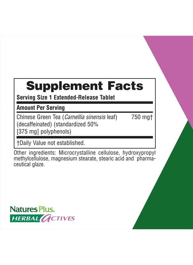 Nature's Plus - NaturesPlus Herbal Actives Chinese Green Tea, Extended Release - 750 mg - Overall Well-Being - 30 Vegetarian Tablets (30 Servings) - Image 1
