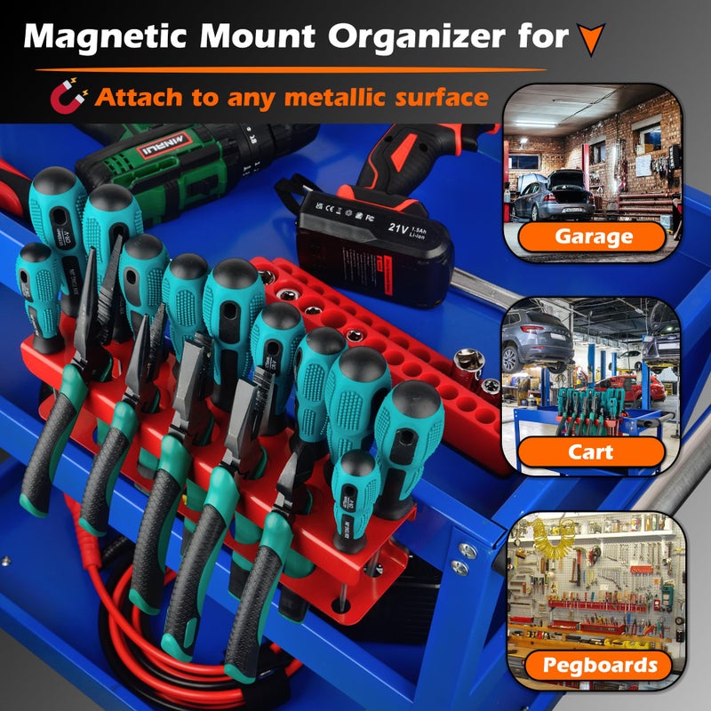 Ulibermagnet Magnetic Screwdriver Holder Heavy Duty Pliers Metal Organizer Rack Wall Mount Garage Organizer For Screwdriver  Plier  Shears Tools Holder Rack For Garage Tool Cart Pegboards Workbench - Image 2