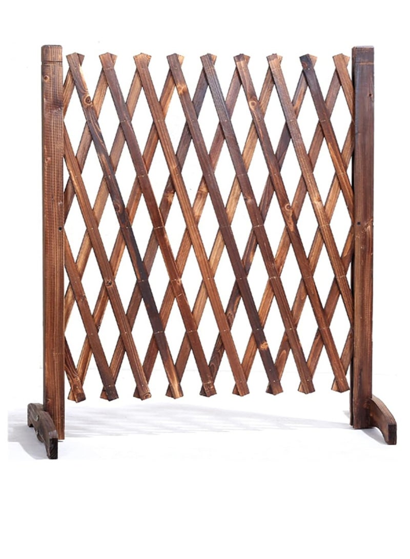 Generic Expendable Wooden Fence Trellis For Climbing Plants 120x30x12cm Brown Colour | Versatile Outdoor Garden & Pet Barrier | Telescopic Decorative Fence for Home, Balcony, & Villa | Portable Wicker Garden Grid  - Image 1