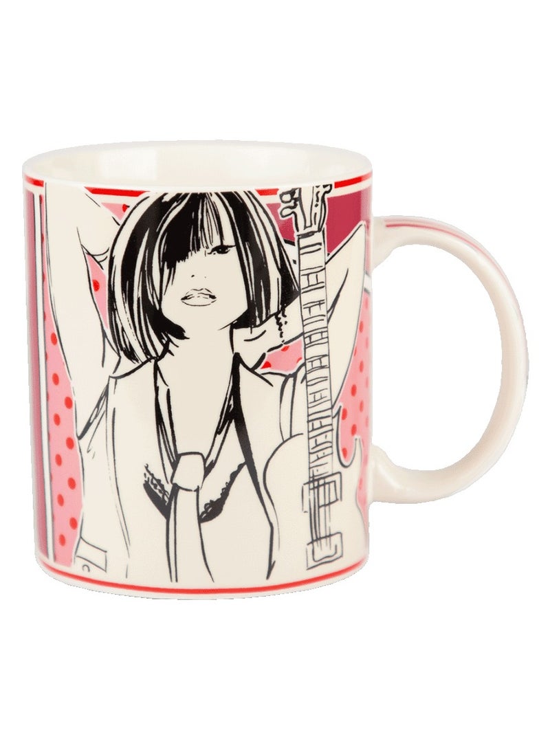 Baci milano Mug 8x10 cm – Porcelain – “Pizza Paparazzi” Pink Pop Art Design – Artistic Comic Mug for Coffee, Tea or Gift  - Image 1