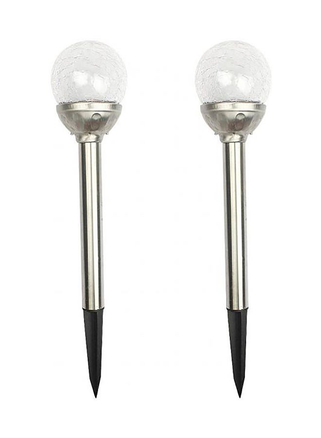 NIBEMINENT 2 Pack LED Solar Lawn Ground Lamp Silver/White/Black 12 x 19cm - Image 1