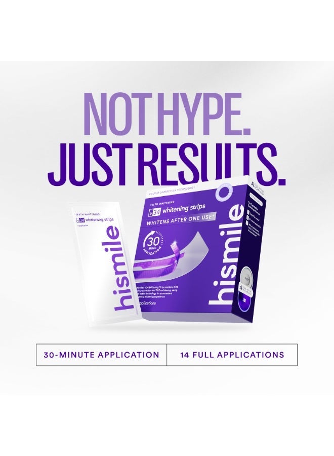 Hismile V34 Whitening Strips, Teeth Whitening Strips, Purple Tooth Whitening, Purple V34 Whitening Strips, Tooth Stain Treatment, Combining Whitening and Colour Correction - Image 1