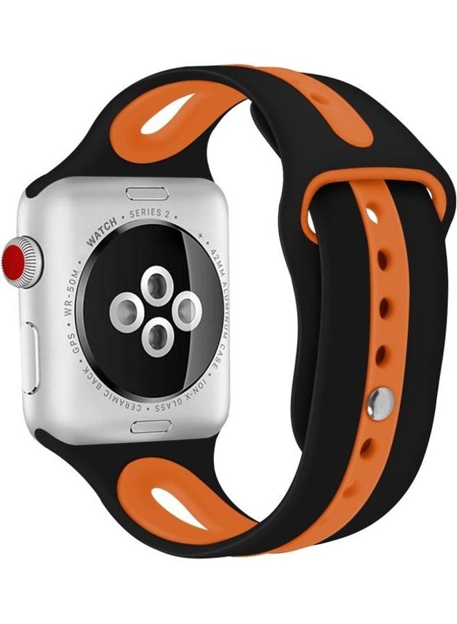 NIBEMINENT Two-tone Open Watchband For Apple Watch Series 7 41mm/6 & SE 5 4 40mm/3 2 1 38mm Black/Orange - Image 1