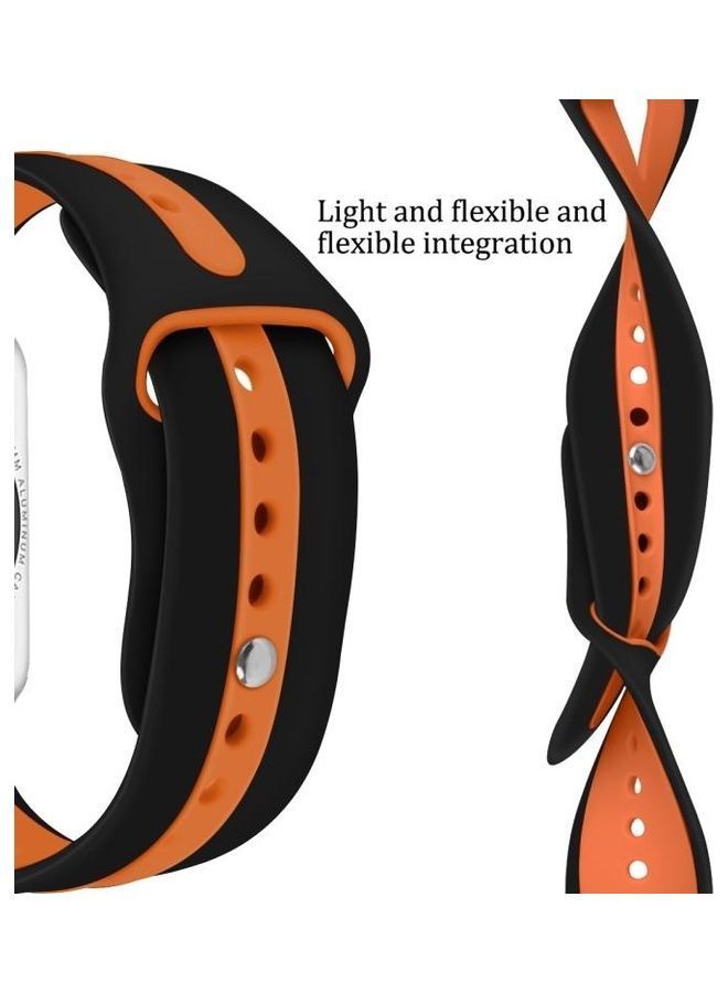 NIBEMINENT Two-tone Open Watchband For Apple Watch Series 7 41mm/6 & SE 5 4 40mm/3 2 1 38mm Black/Orange - Image 4
