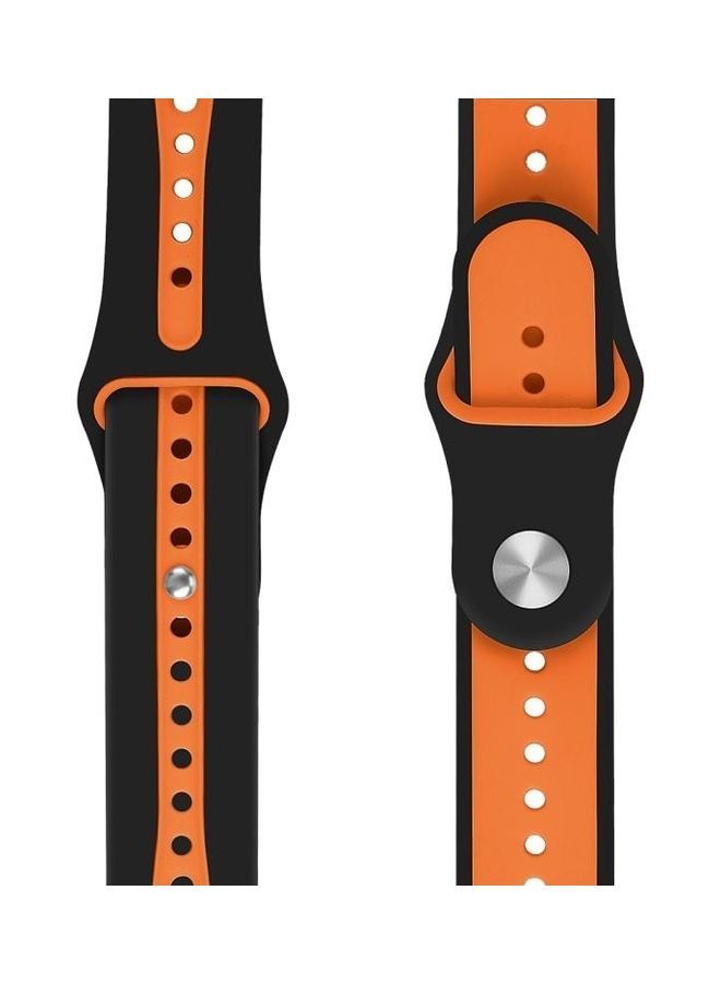 NIBEMINENT Two-tone Open Watchband For Apple Watch Series 7 41mm/6 & SE 5 4 40mm/3 2 1 38mm Black/Orange - Image 2