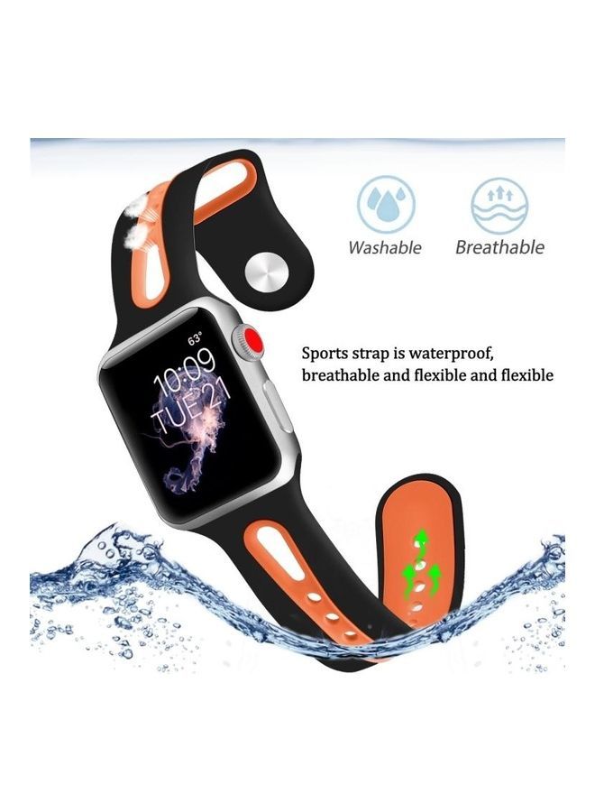 NIBEMINENT Two-tone Open Watchband For Apple Watch Series 7 41mm/6 & SE 5 4 40mm/3 2 1 38mm Black/Orange - Image 5