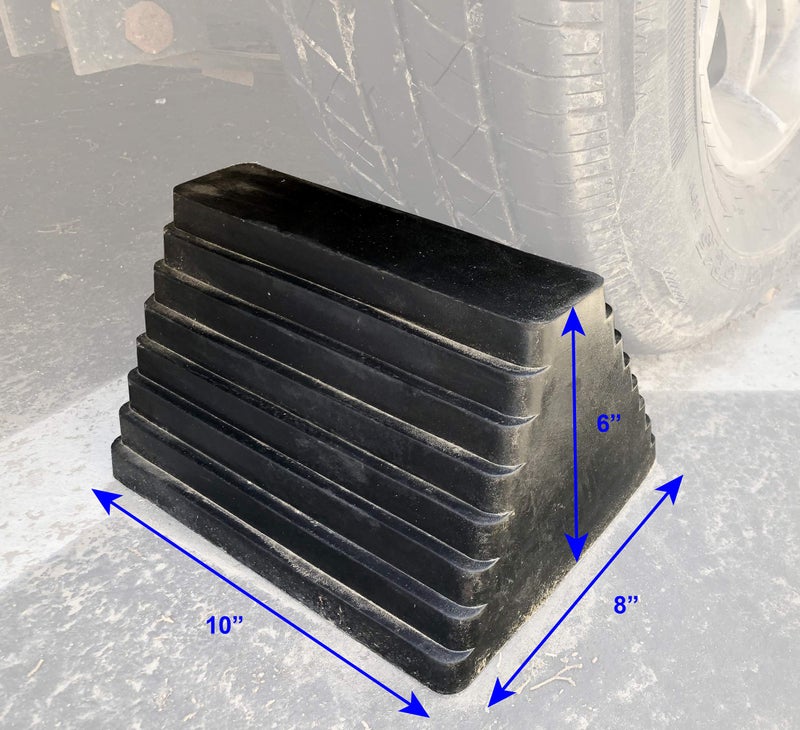 MaxxHaul 80681 Rubber Wheel Chocks 2-Pack â€“ Heavy Duty, All-Weather, Non-Slip, Oil-Resistant with Steel Eyebolt â€“ for Trailers, Cars, Motorcycles, RVs â€“ 10â€ x 8â€ x 6â€ - Image 4
