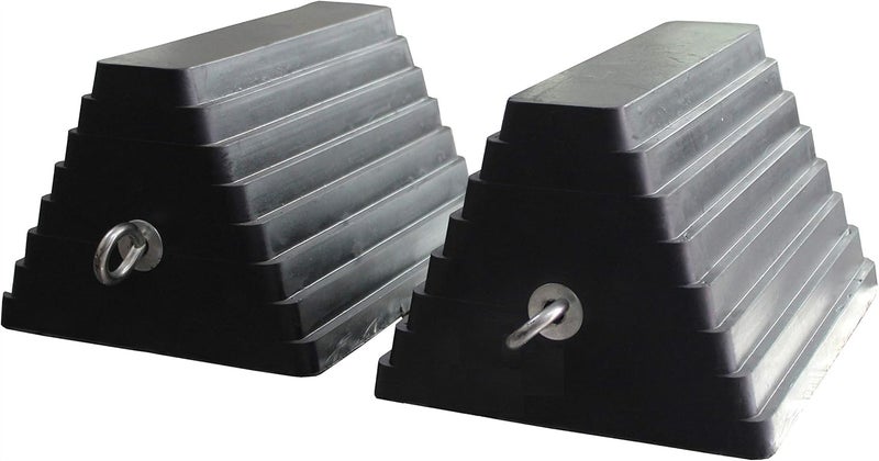 MaxxHaul 80681 Rubber Wheel Chocks 2-Pack â€“ Heavy Duty, All-Weather, Non-Slip, Oil-Resistant with Steel Eyebolt â€“ for Trailers, Cars, Motorcycles, RVs â€“ 10â€ x 8â€ x 6â€ - Image 3