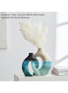 ba9ma Porcelain Vase by Ba9ma, Wedding Decor: Set of 2 Black and White Hollow Vase, Flower Vases, Modern Home Decor, Office Decor, Table Centerpieces, Shelf, Rack, Aesthetic Vase Decor  - Image 3