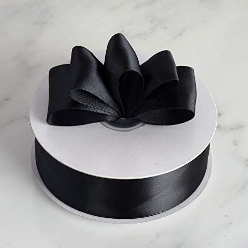 IHKFILAN Filan Double Face Satin Ribbon 1 Inch x 25 Yards Double Sided Solid Polyester Ribbon for Gift Wrapping Party Hair Braids Bow Baby Shower Decoration Floral Arrangement Craft Supplies, Black - Image 3
