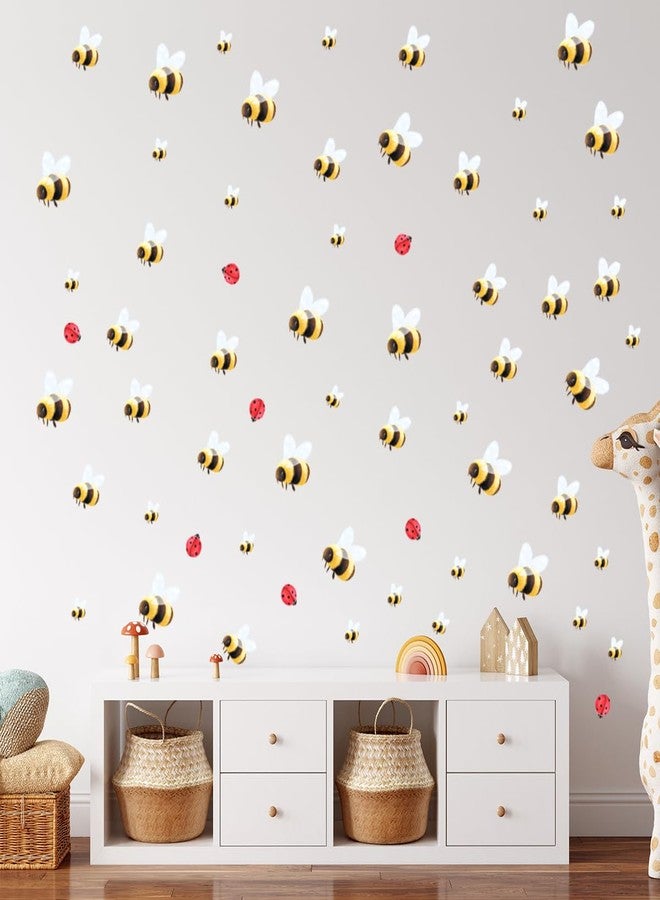 Ladinimo Bumble Bees and Ladybugs Wall Stickers，Removable Honey Bee Clings Mural Decals，Honey Bees Art Decals Honey Ladybugs Wall Embellishments Clings,for Nursery Kid Room Baby Bedroom Decor. - Image 4