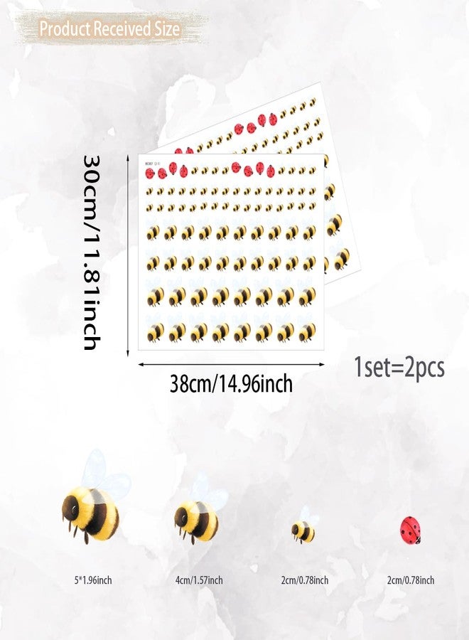 Ladinimo Bumble Bees and Ladybugs Wall Stickers，Removable Honey Bee Clings Mural Decals，Honey Bees Art Decals Honey Ladybugs Wall Embellishments Clings,for Nursery Kid Room Baby Bedroom Decor. - Image 2