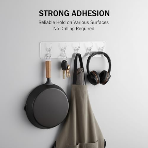 KBS Self Adhesive PVC Wall Hanger 6 Hook Sticker Transparent for Hanging Clothes,Towel,Key Home Kitchen Tools Office Bathroom Bedroom Products Door Multipurpose Organizers Accessories Items - Image 3