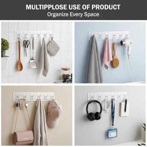 KBS Self Adhesive PVC Wall Hanger 6 Hook Sticker Transparent for Hanging Clothes,Towel,Key Home Kitchen Tools Office Bathroom Bedroom Products Door Multipurpose Organizers Accessories Items - Image 5