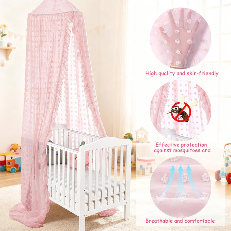 Jiangcha Bed Canopy For Girls - Princess Bed Canopy - Crib Canopy For Boys And Girls Bedroom Decor  Suitable For Use In Cribs Canopy Bed Curtains (Pink) - Image 2