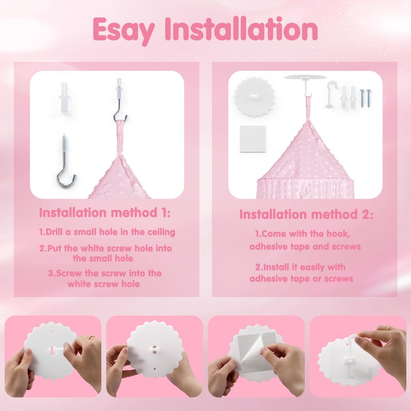 Jiangcha Bed Canopy For Girls - Princess Bed Canopy - Crib Canopy For Boys And Girls Bedroom Decor  Suitable For Use In Cribs Canopy Bed Curtains (Pink) - Image 5