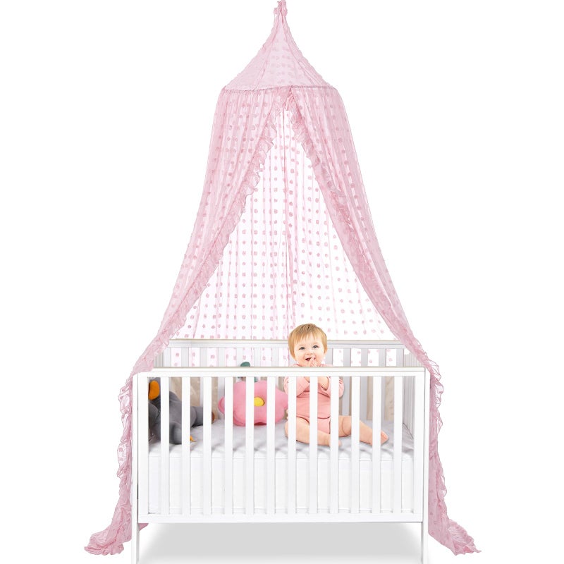 Jiangcha Bed Canopy For Girls - Princess Bed Canopy - Crib Canopy For Boys And Girls Bedroom Decor  Suitable For Use In Cribs Canopy Bed Curtains (Pink) - Image 1
