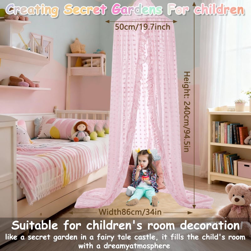 Jiangcha Bed Canopy For Girls - Princess Bed Canopy - Crib Canopy For Boys And Girls Bedroom Decor  Suitable For Use In Cribs Canopy Bed Curtains (Pink) - Image 3