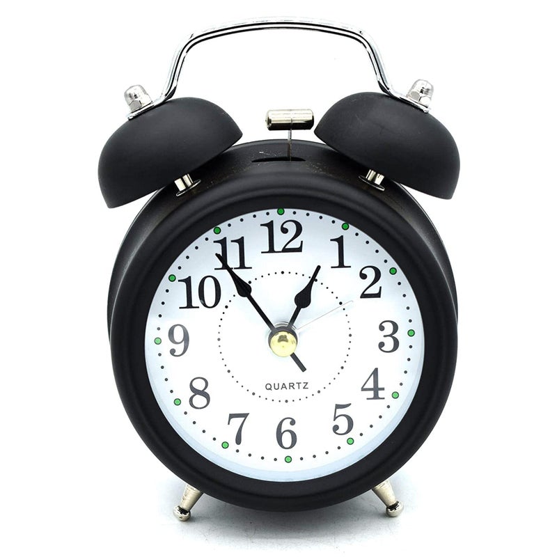 LIPSA ENTERPRISE LIPSA ENTERPRISE Vintage Twin Bell Copper Table Alarm Clock with Night LED Light for Student for Kids Bedroom Black 2  - Image 1