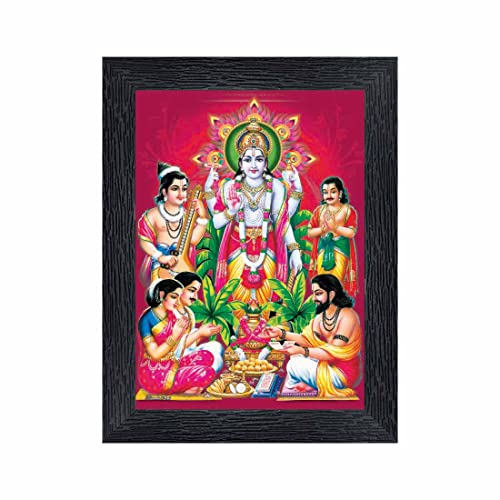 pnf Lord Satnarayan Religious Wood Photo Frames with Acrylic Sheet (Glass) for Worship/Pooja(photoframe,Multicolour,6x8inch)-20616 - Image 1