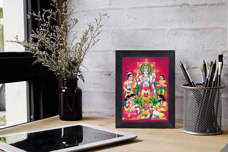 pnf Lord Satnarayan Religious Wood Photo Frames with Acrylic Sheet (Glass) for Worship/Pooja(photoframe,Multicolour,6x8inch)-20616 - Image 2