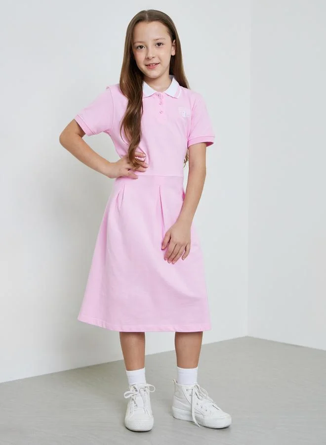 ستايلي Teen Girls Pink Polo Dress with Minimal Embroidery
