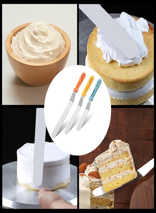 VRUIFA 3PCS Offset Spatulas, Icing Spatula for Cake Decorating and Frosting, with Ergonomic PP Handle, Dishwasher Safe (6",8",10") - Image 4