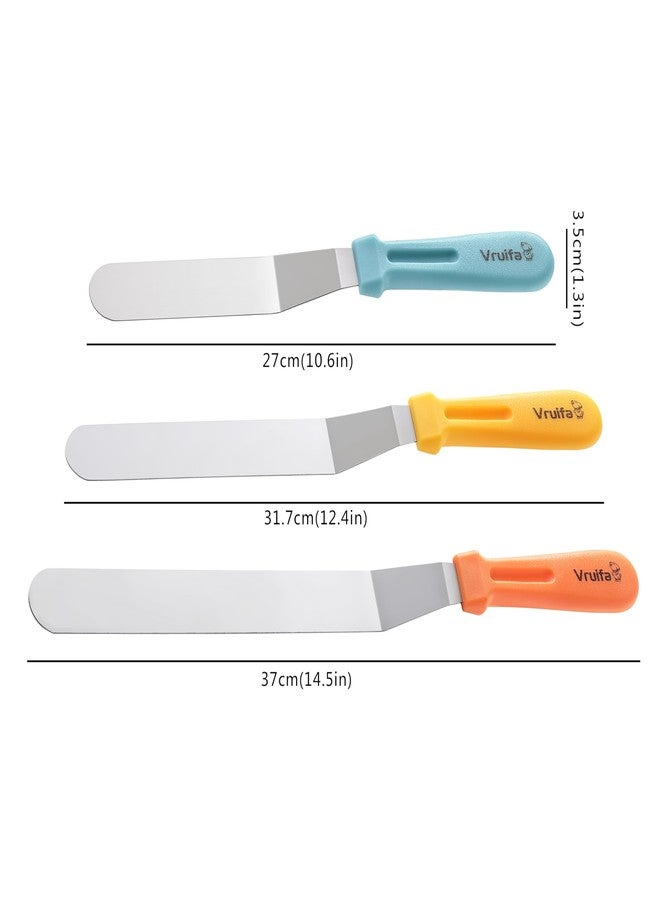VRUIFA 3PCS Offset Spatulas, Icing Spatula for Cake Decorating and Frosting, with Ergonomic PP Handle, Dishwasher Safe (6",8",10") - Image 2