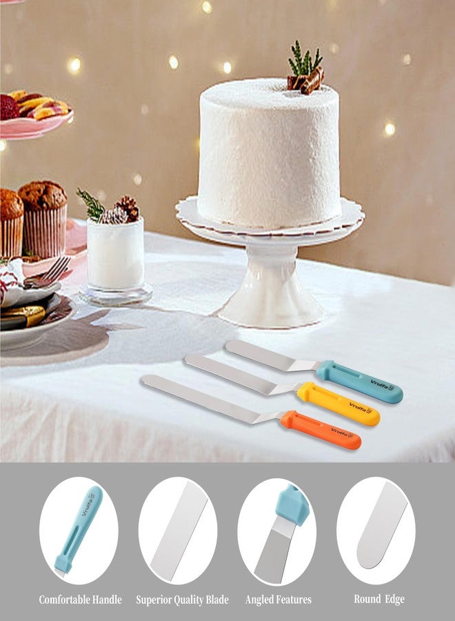 VRUIFA 3PCS Offset Spatulas, Icing Spatula for Cake Decorating and Frosting, with Ergonomic PP Handle, Dishwasher Safe (6",8",10") - Image 3