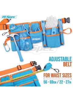 Hi-Spec 16Pc Blue Kids Tool Kit Set & Child Size Tool Belt. Real Metal Hand Tools For Diy Building Woodwork & Construction Learning Tool Kit For Kids  - Image 4