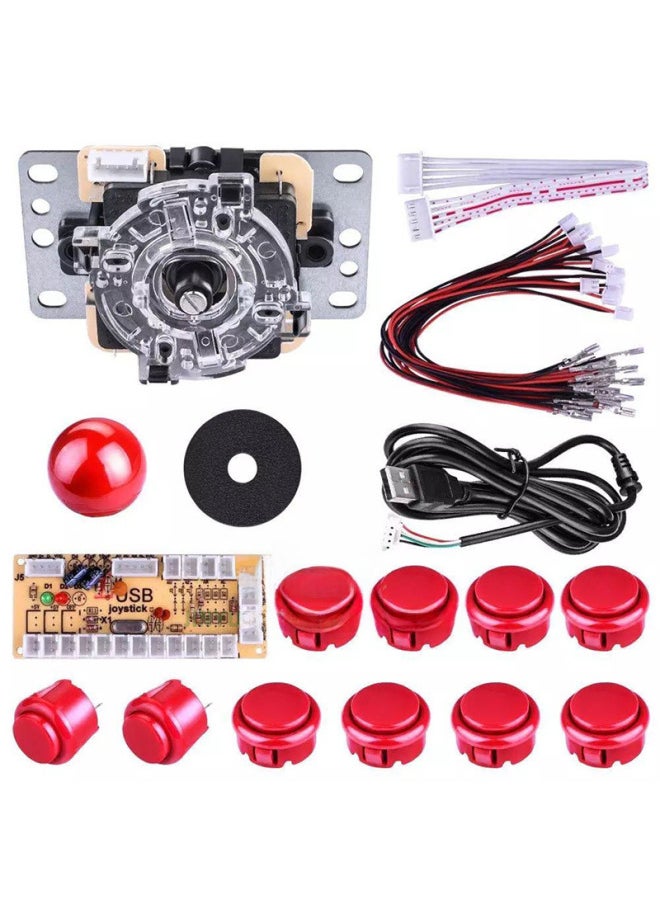 Generic Diy Arcade Joystick Kit Usb Computer Game Controller Board Sanwa Joystick Button Accessories-Product Color:Red  - Image 2