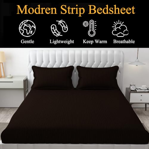 FRESH FROM LOOM Microfiber Wrinkle Resistant | Soft Skin Safe | Breathable Queen Size Flat Solid Bedsheets | Hotel & Home | Double Bedsheet Set with 2 Pillow Covers (95x90 Inches Coffee), 144 TC - Image 5