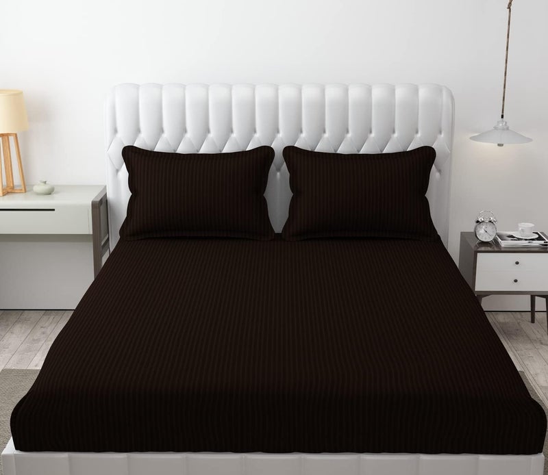 FRESH FROM LOOM Microfiber Wrinkle Resistant | Soft Skin Safe | Breathable Queen Size Flat Solid Bedsheets | Hotel & Home | Double Bedsheet Set with 2 Pillow Covers (95x90 Inches Coffee), 144 TC - Image 1