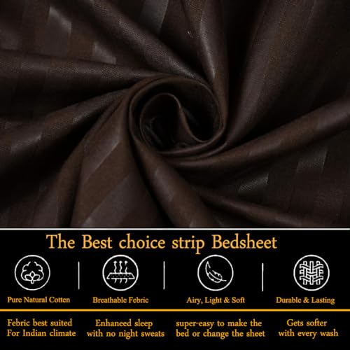 FRESH FROM LOOM Microfiber Wrinkle Resistant | Soft Skin Safe | Breathable Queen Size Flat Solid Bedsheets | Hotel & Home | Double Bedsheet Set with 2 Pillow Covers (95x90 Inches Coffee), 144 TC - Image 3