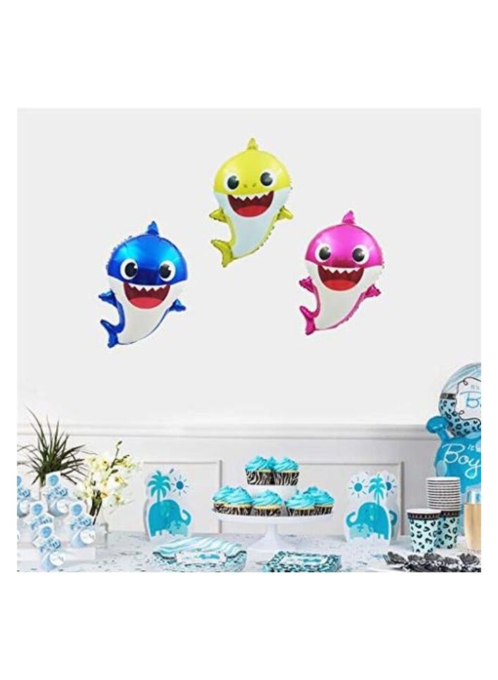 Promass 9 Pack Shark Balloons Baby Shower Cute Shark Balloons Helium Foil Color Balloons For Kids Birthday Party Decorations - Image 2