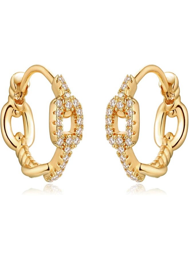 Mevecco Women Huggie Hoop Earrings Gold Ear Stud Cuff 14K Gold Filled Small Boho Beach Simple Delicate Handmade Hypoallergenic Jewelry Gift  - Image 1