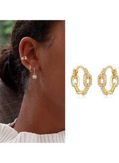 Mevecco Women Huggie Hoop Earrings Gold Ear Stud Cuff 14K Gold Filled Small Boho Beach Simple Delicate Handmade Hypoallergenic Jewelry Gift  - Image 3