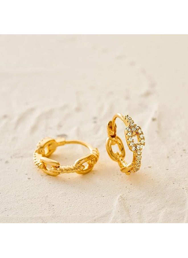 Mevecco Women Huggie Hoop Earrings Gold Ear Stud Cuff 14K Gold Filled Small Boho Beach Simple Delicate Handmade Hypoallergenic Jewelry Gift  - Image 5